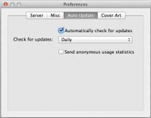 Preferences window showing the 'Auto Update' tab