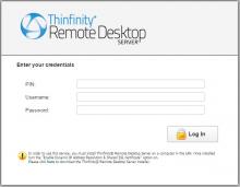 Thinfinity Remote Desktop Server - Login screen.